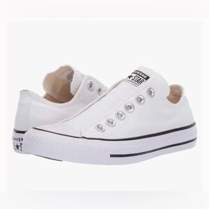 Converse White No Lace Slip-On Sneakers Unisex M4 W6